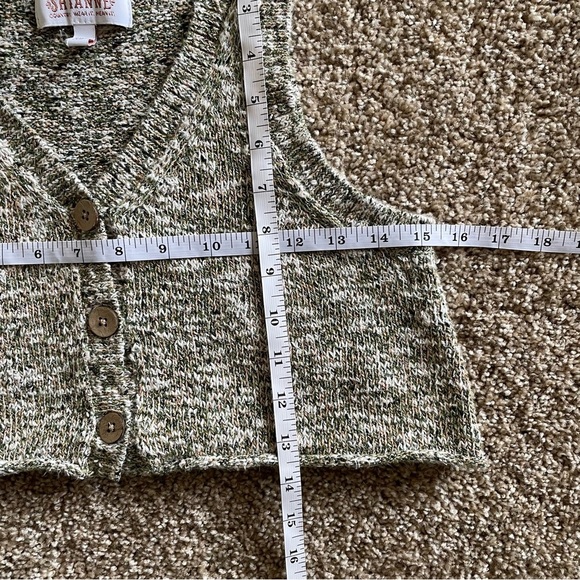 Shyanne Knit Sweater Vest Women’s XS Marbled Green Button Up Front Cropped - Picture 9 of 12